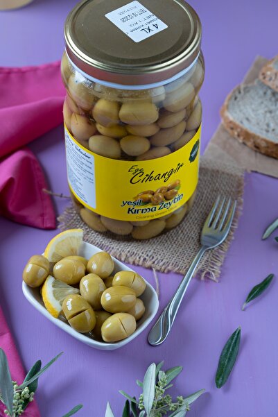 Ege Cihangir Yeşil Kırma Zeytin 1000 gr - Yeni Sezon Doğal Salamura Köy Zeyti...