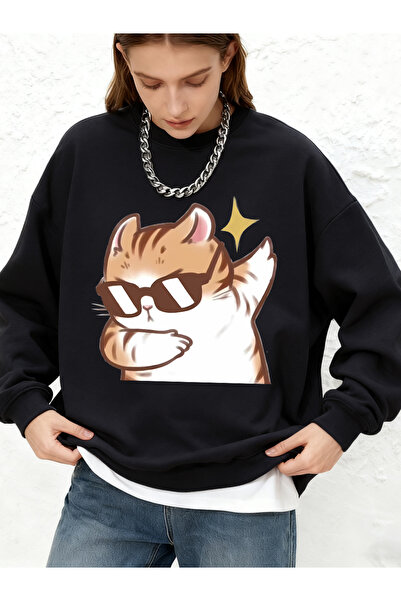 NOISSEY Cool Sunglasses for Cats Printed Hooded Sweatshirt Female Winter Crew...