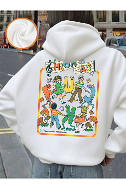 NOISSEY بلوزات Happy Kids مطبوع بغطاء رأس للنساء للشتاء P صوف الفليس سترات دا...