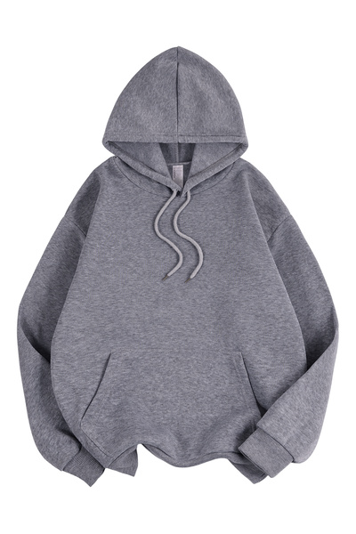 NOISSEY سويت شيرت نسائي أساسي للشتاء لون سادة بغطاء رأس سويت شيرت مرن صوف الف...