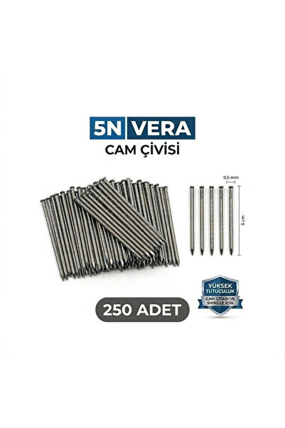 5NVERA 5x22 mm Cam Çivisi 250 Adet – Başsız Çelik Cam Çıtası ve Shingle Sabit...