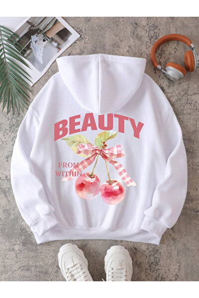 NOISSEY ملابس الشارع ذات الطباعة الفضفاضة من Pink Cherry بغطاء رأس Lar Yaylay...