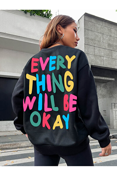 NOISSEY Hanorac la modă Everything Will Be Ok Letter cu imprimeu Pulover Leje...