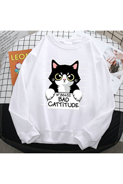 NOISSEY سترة خريفية وشتوية رقم مطبوع من Bad Cattitude Funny Cat بغطاء رأس sve...