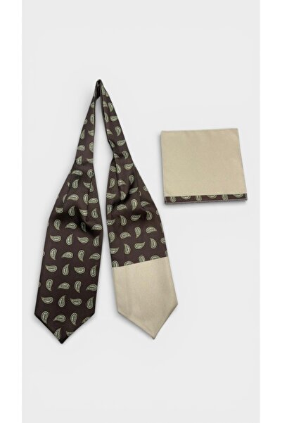 TMFASHİON Men's Patterned Self-Tied Neck Ascot Scarf Pocket Handkerchief Set