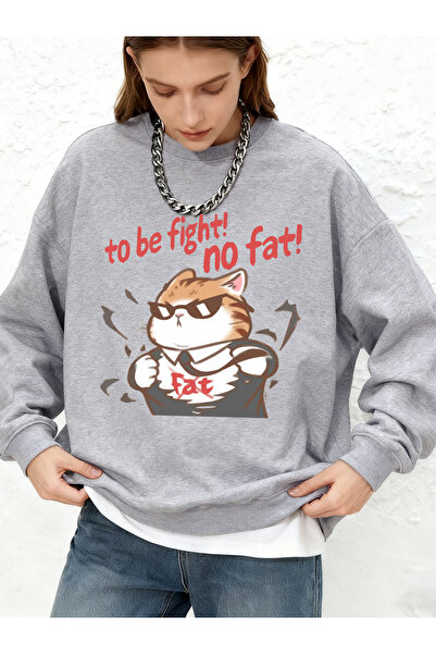 NOISSEY Cool Fight Fat Cat cu imprimeu Hanorac pentru femei Casual pantaloni ...