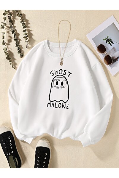 NOISSEY Pulover casual pentru femei Streetwear Kawaii Ghost Malone Pulover cu...