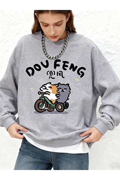 NOISSEY تيشيرتات Cat Riding A Bike مطبوع بغطاء رأس للسيدات بسيطة ذات رقبة دائ...