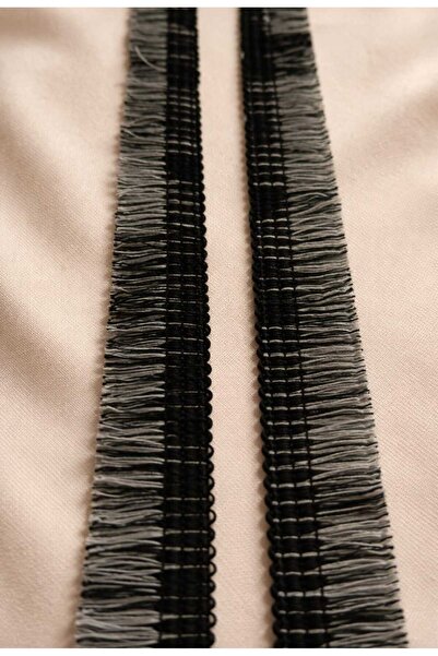 ULUPAMİR Black and White Rug Stripes on the Edge 1 Meter