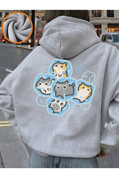 NOISSEY What Cat Ice Is Komik cu imprimeu Hanorac K cu glugă pentru femei Han...