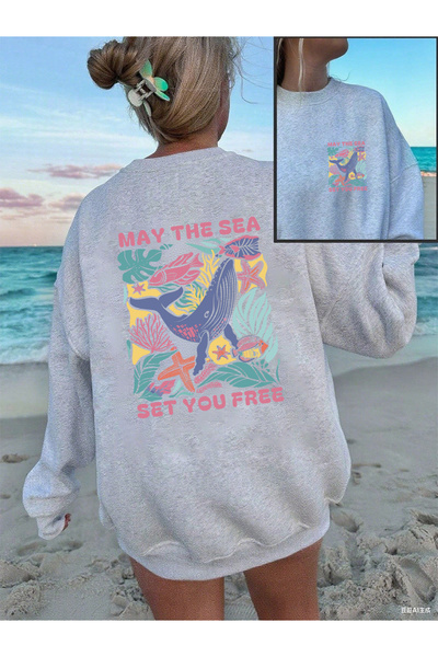 NOISSEY Sea You Free cu imprimeu Tricouri pentru femei cu guler rotund, potri...