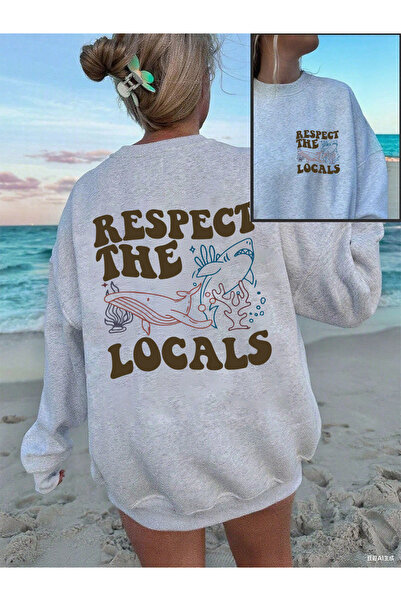 NOISSEY Respect The Locals Shark cu imprimeu Hanorace pentru femei Soft P pol...