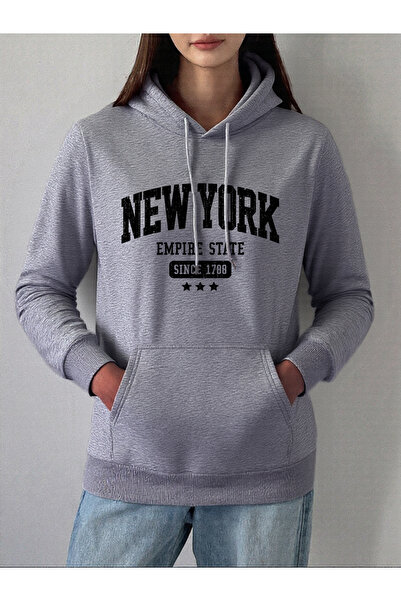 NOISSEY نيويورك إمباير ستيت منذ عام بغطاء رأس تيشيرت نسائي شتوي صوف الفليس قط...