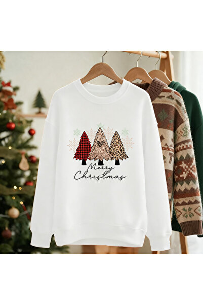 NOISSEY تي شيرت نسائي مطبوع عليه Happy Christmas Leopard قماش منقش Trees Wint...