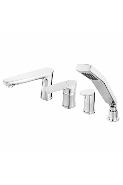 FERRO Square 4-piece bath/shower mixer chrome