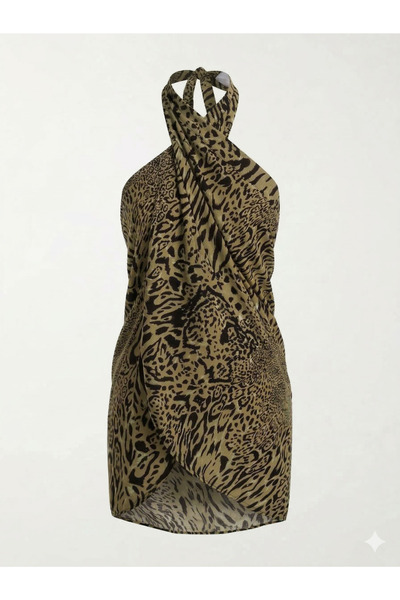 Hedwig Design فستان شاطئ باريو نسائي فاخر فيسكوز - سارونج بطبعة الفهد ومتعدد ...