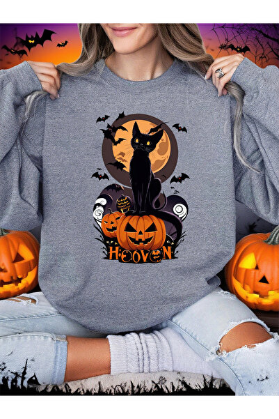 NOISSEY سترة بطباعة جو الهالوين من Pumpkin Halloween Atmosphere، سترة بقلنسوة...