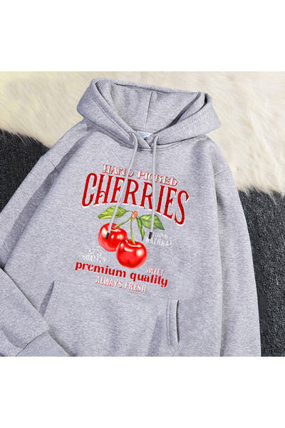 NOISSEY هوديز نسائية غير رسمية مطبوعة بنقش الكرز، سترة ناعمة قابلة للتنفس، ست...