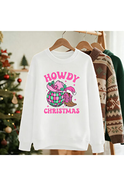 NOISSEY هالو كريسماس بينك بوتيز مطبوع سويت شيرت فضفاض وبسيط للنساء K بغطاء رأ...