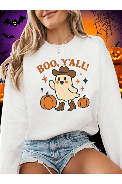 NOISSEY سترة هالوين بطباعة شبح لطيف من Boo, Y'All للنساء لشتاء صوف الفليس هود...