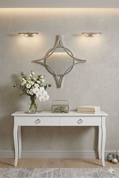 Ayna KUTUP YILDIZI DUVAR DEKORASYON OFİS BANYO ARALIK WC AYNASI GÜMÜŞ