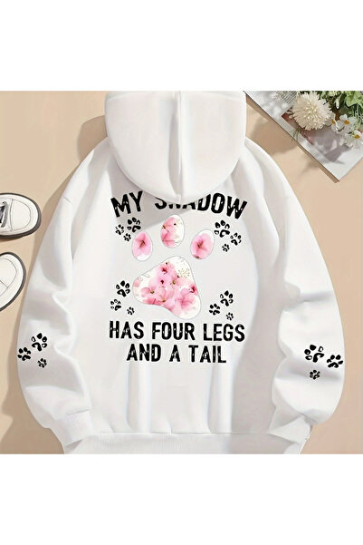 NOISSEY تي شيرت مطبوع عليه مخالب القطط اللطيفة لخريف بغطاء رأس سترات دافئة صو...