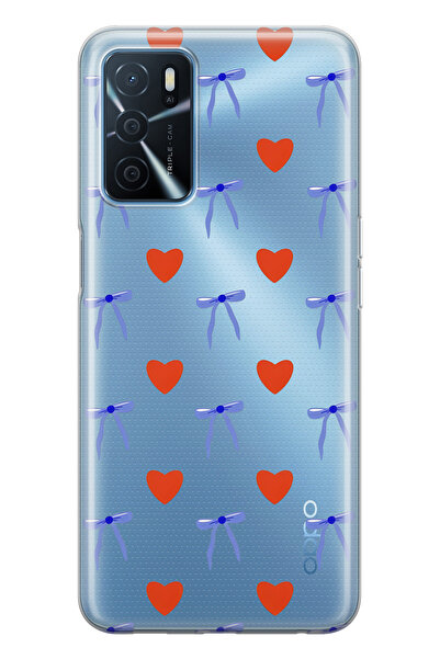 FLAMENKO حافظة هاتف شفافة متوافقة مع هاتف اوبو A16 / A55 من نوع Heart and Rib...