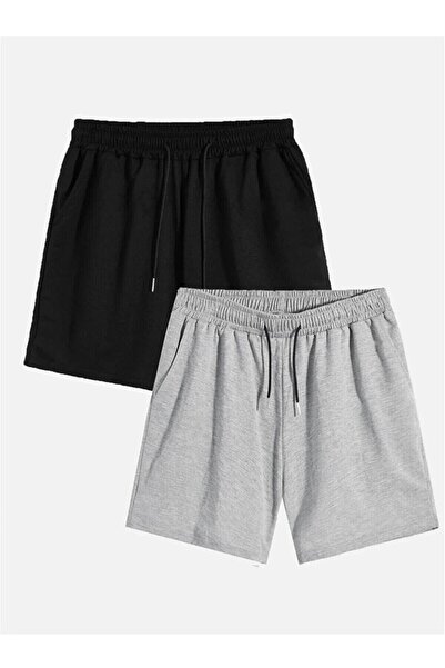 TORUK MAKTO Σετ 2 τεμαχίων Unisex Σορτς από χτενισμένο βαμβάκι σε κανονική, ά...