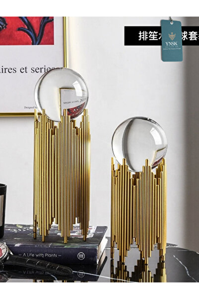 YNSK Luxury | ORB | 2'li Kristal Küre & Gold Mimari Kaide Seti