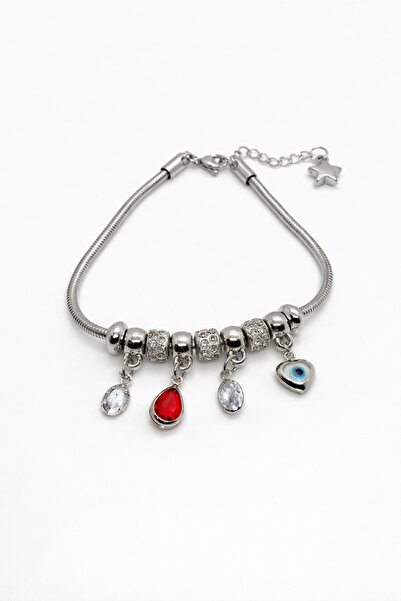 MakeWell Evil Eye Beaded Charm Bracelet – Women's Bracelet with Stone Dangle,...