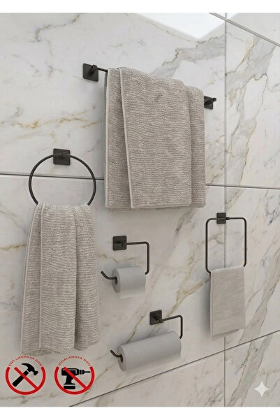 BUSEMSİ HOME Havluluk Peçetelik Tuvalet Kağıtlığı 5’li Banyo Seti