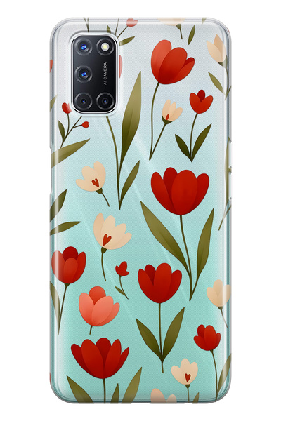 FLAMENKO حافظة هاتف شفافة متوافقة مع هاتف أوبو A52 / A72 / A92 باللون الأحمر ...