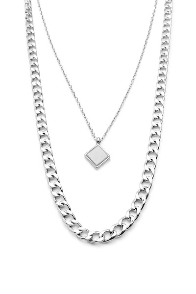 MakeWell Gold Color Chain Necklace Set – Thick Cuban Chain and Minimal Neckla...