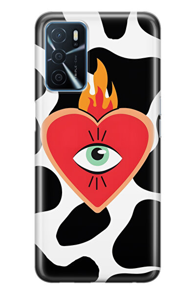 FLAMENKO حافظة هاتف شفافة متوافقة مع هاتف أوبو A16 / A55 من طراز Flame Heart ...