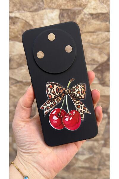 Vip Case Honor Magic 8 Lite Compatible Cherry Bow Leopard Printed Pack Silico...