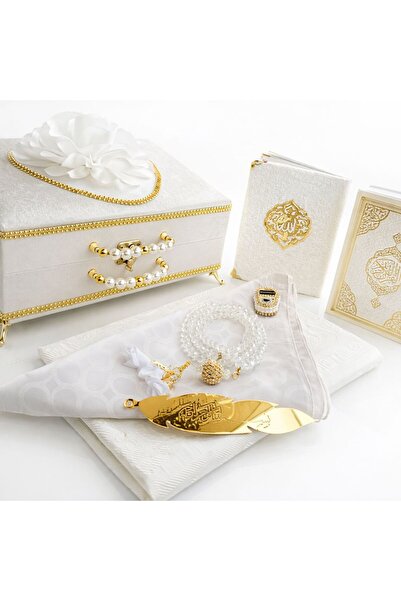 AGH Değerli Hediyeler Lüks İnci Detaylı Kadife Sandıklı Kuran Yasın ve Tesbih...