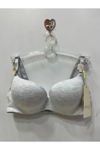 Belvü Women's Wired Double Padded Combed Cotton Melange Dark Gray Bra