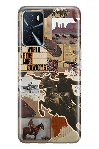 FLAMENKO حافظة هاتف شفافة متوافقة مع هاتف اوبو A16 / A55 من نوع Cowboy Wester...