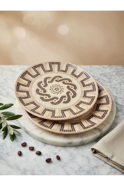 evinbizden Classic Roman Mozaika Pattern 6-Person 25 cm Porcelain Serving Pre...