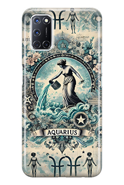 FLAMENKO Oppo A52 / A72 / A92 Compatible Aquarius Sign Patterned Transparent ...