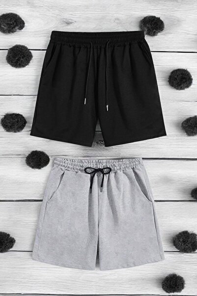 TORUK MAKTO Σετ 2 τεμαχίων Unisex Σορτς από χτενισμένο βαμβάκι σε κανονική, ά...