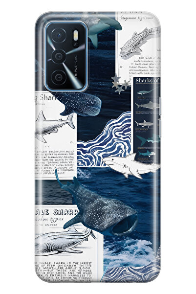 FLAMENKO حافظة هاتف شفافة متوافقة مع هاتف اوبو A16 / A55 بتصميم القرش والمحيط...