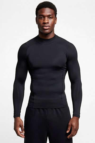 Flex Premium Siyah Uzun Kol Compression Erkek T-Shirt Spor Gym Fitness Boks K...