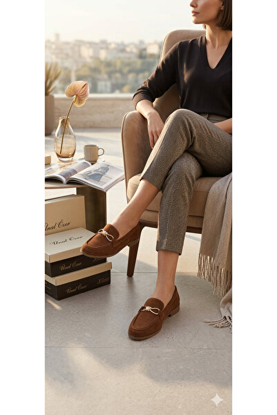 ÜNAL ÖZER Women's Genuine Leather Leather Oka Detail Lofer Un001-090