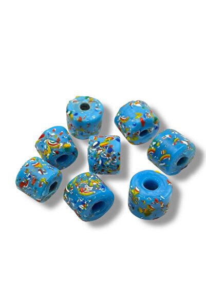 Selvi Konsept Gana Mozaik Krobo Cam Boncuk Mavi ~12-15 mm 10 Adet