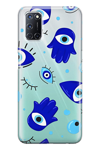 FLAMENKO حافظة هاتف هامسا هاند منقوش شفافة متوافقة مع أوبو A52 / A72 / A92