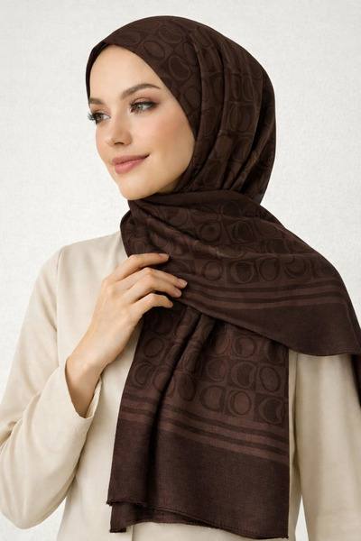 Mako Brown Cotton Jacquard Shawl