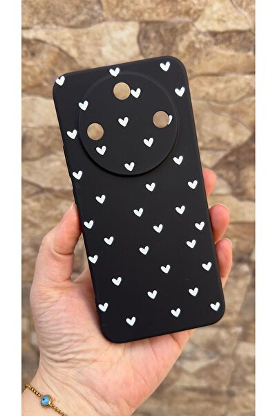 Vip Case Honor Magic 8 Lite Compatible Mini White Heart Patterned Silicone Sh...