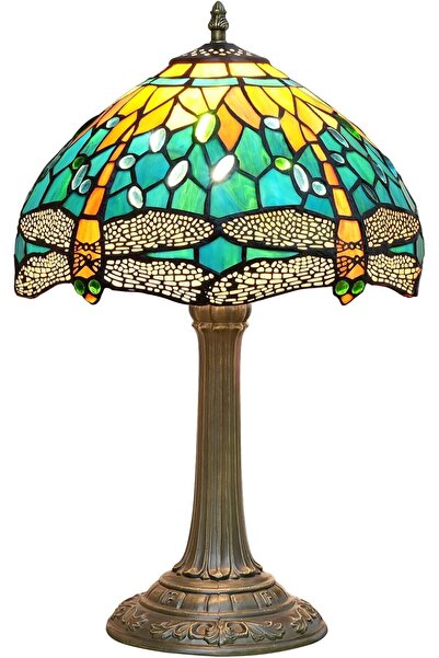 VipDeluXe Blivuself Tifany El Yapımı Lambası Yeşil Yusufçuk Stili Vitray Lamb...
