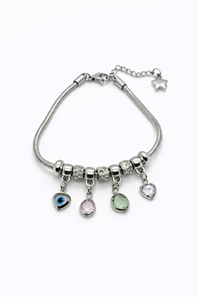 MakeWell Evil Eye Beaded Charm Bracelet – Women's Bracelet with Stone Dangle,...